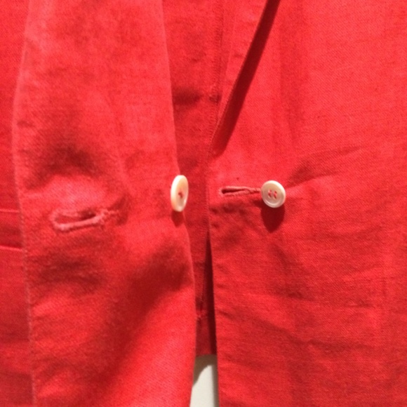 Liz Claiborne Vintage 100% ReD Linen Blazer with shoulder pads size 8 - Picture 8 of 9